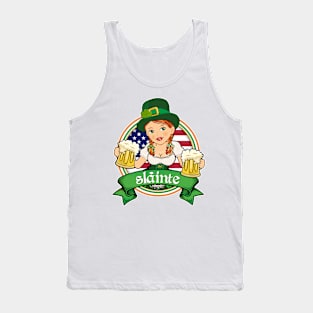 Irish Redhead Beer Maid American Flag Tank Top